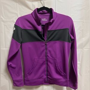 Under Armour Zip up Sweatshirt. Size Xsmall. Purple with Gray stripe.